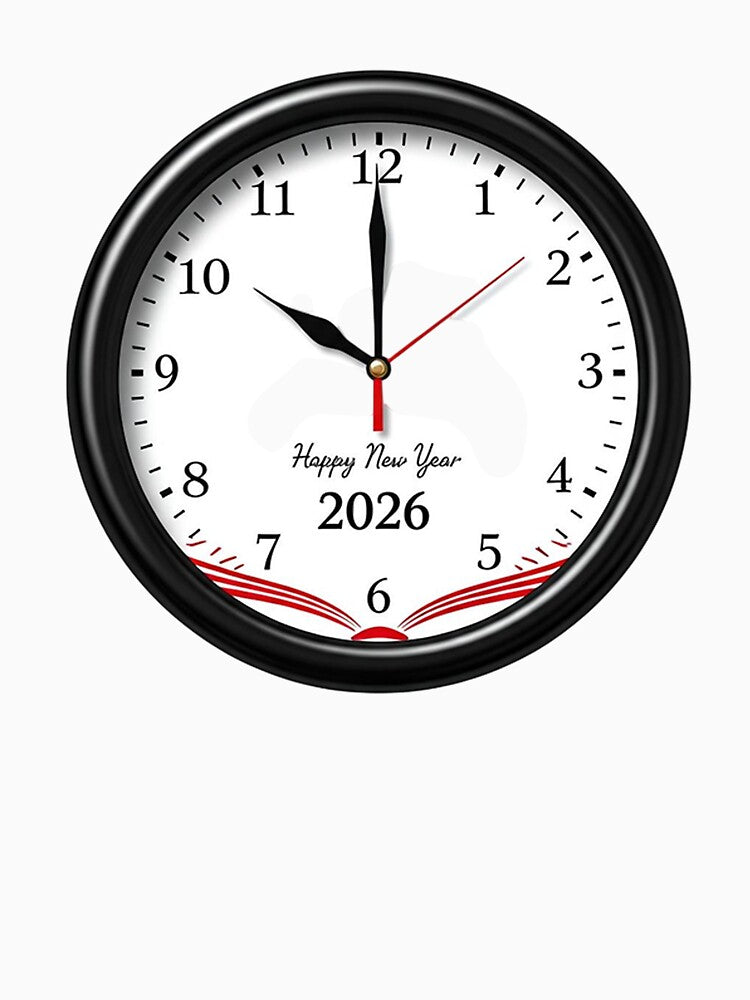 Elegant “Happy New Year 2026” Clock Design – Festive Celebration Art with Timeless Charm by PixelVibe782