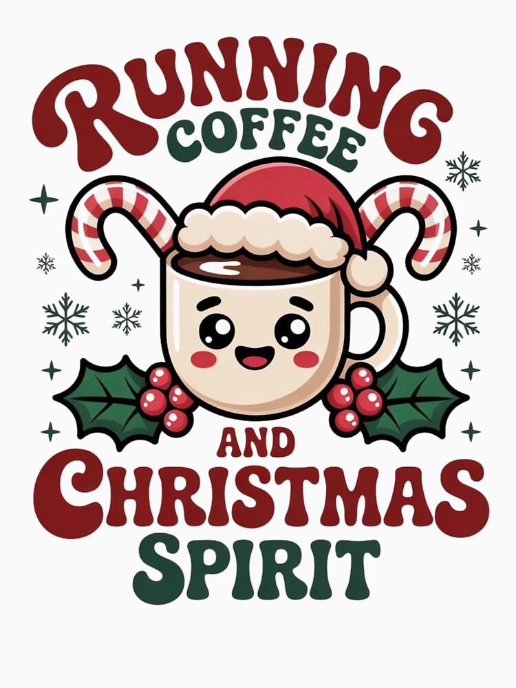 Running on Coffee and Christmas Spirit Funny Cute Holiday Coffee Lover Design by DailyInkWear
