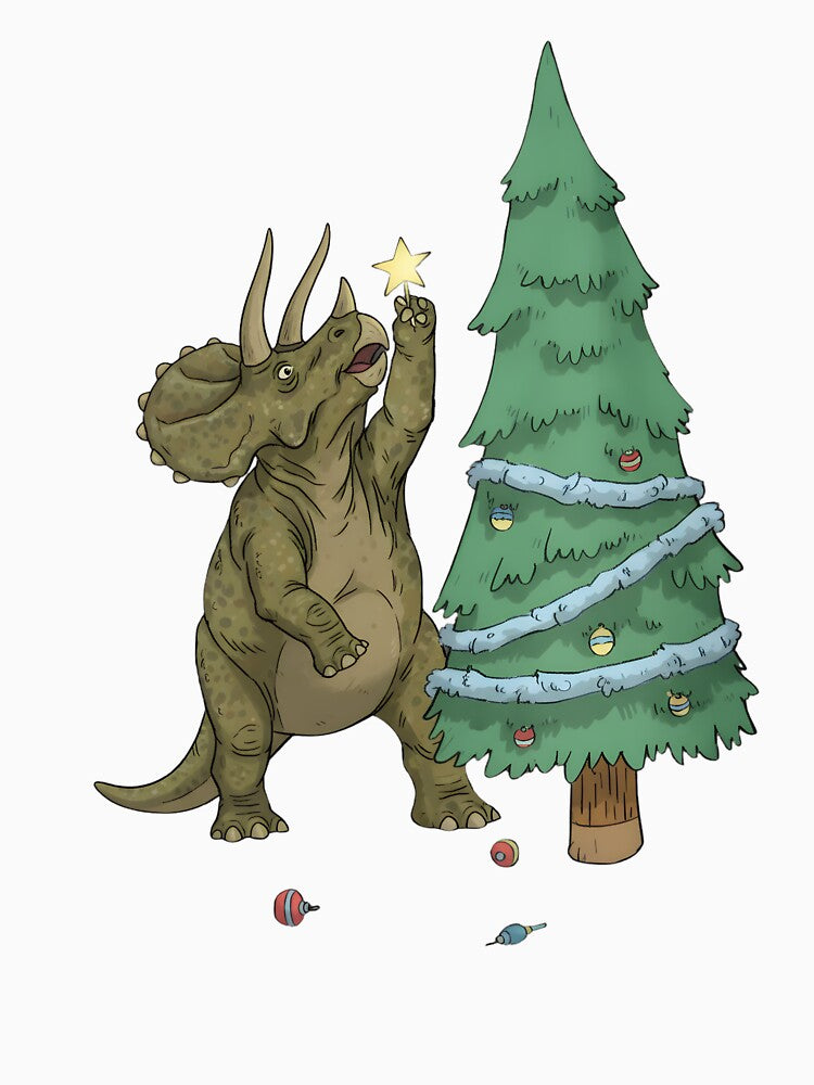 Merry Christmas Funny Santa Riding T-Rex Ugly Dinosaur Christmas Sweater Style Oversized T-Shirt by PrintMod