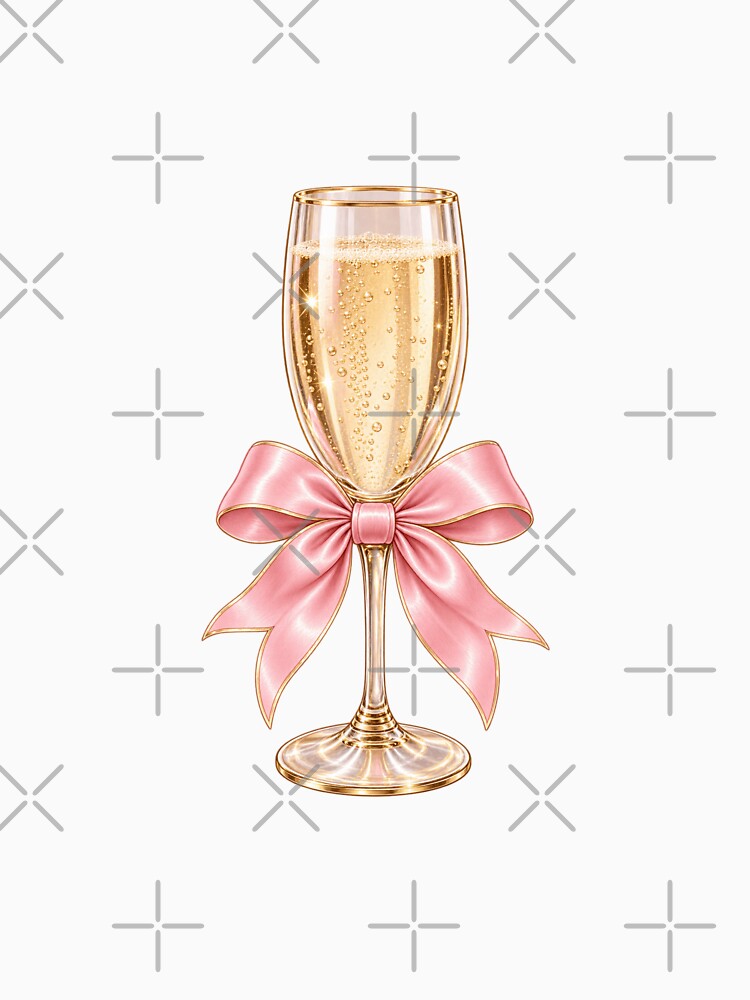 Pink Bow Champagne Glass Sticker | Coquette Celebration Aesthetic | Glam Girly by StickyDelights