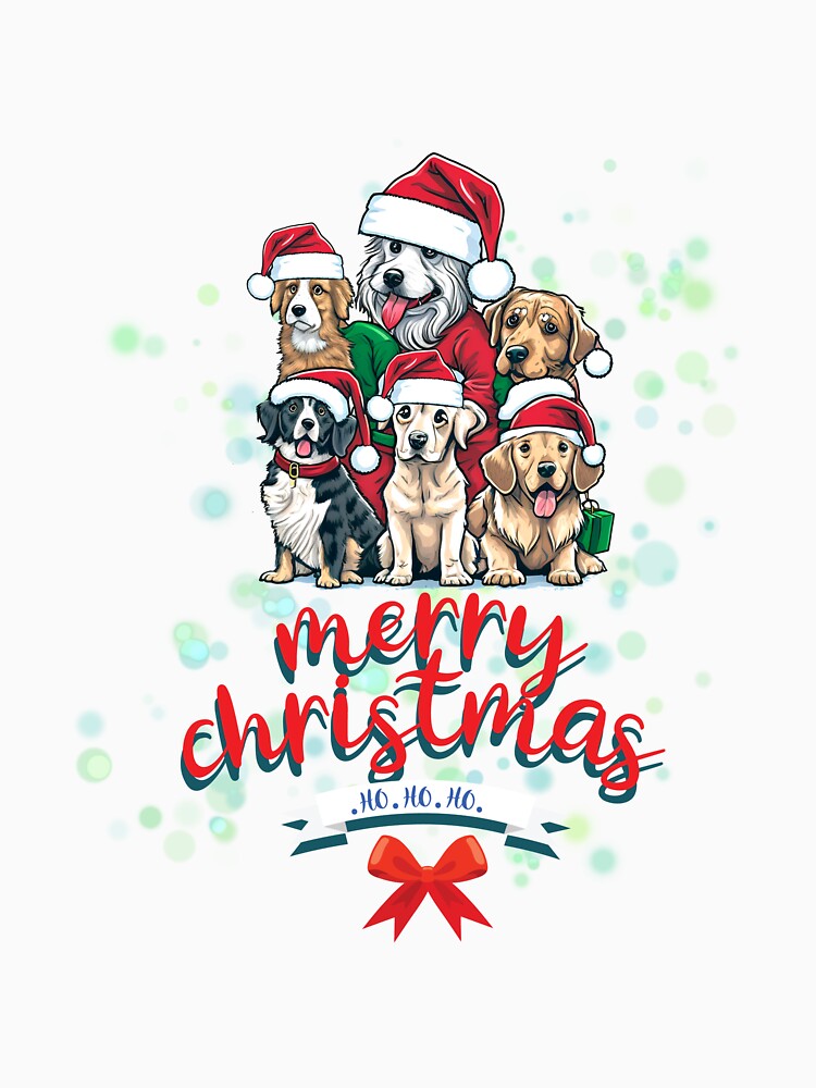 Cute Christmas dog with red hat Merry Christmas by Gapanaart