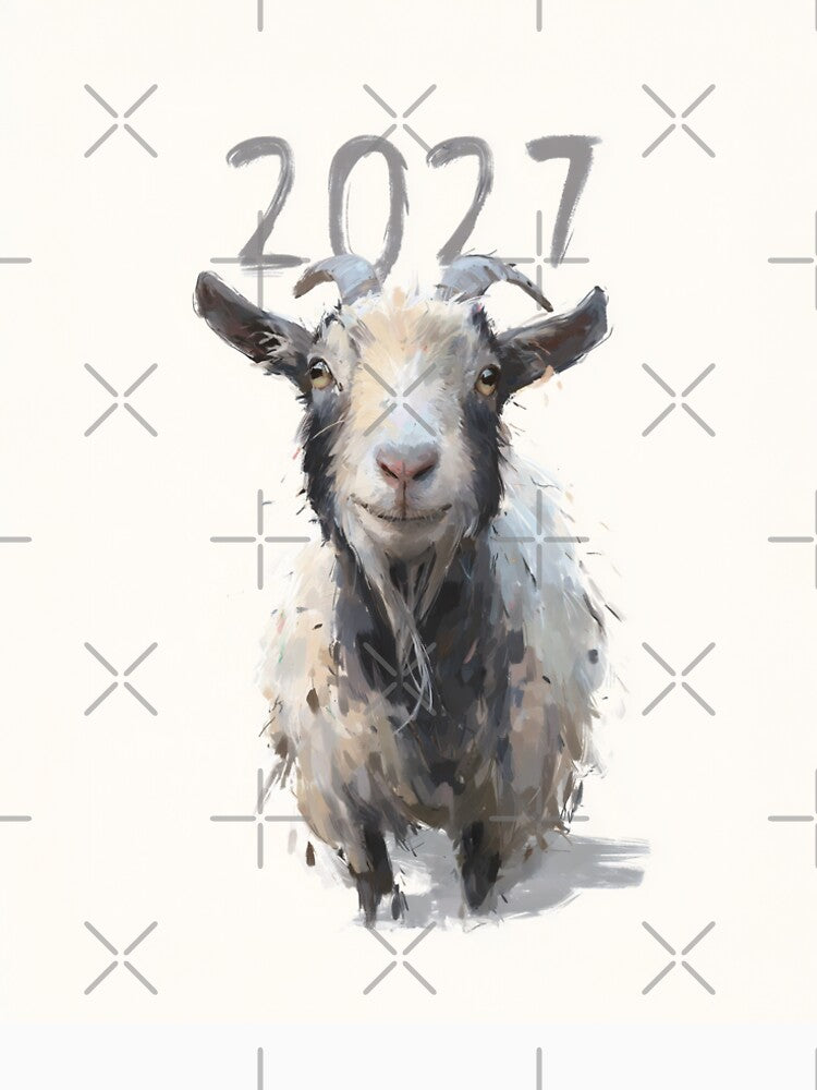 Stylish Goat Illustration Symbol Of 2027 Year Design by EL-Lebedenko
