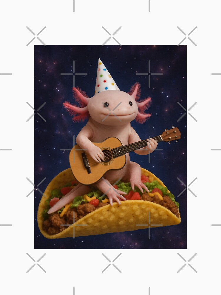 Axolotl in Galaxy taco guitar happy birthday kawaii gift christmas by CheeseBlueprint