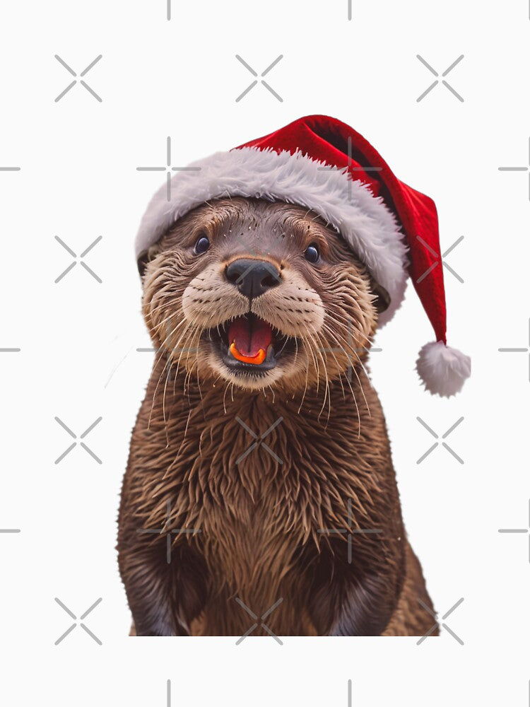 Otter christmas xmas holiday merry gift love hat by CheeseBlueprint