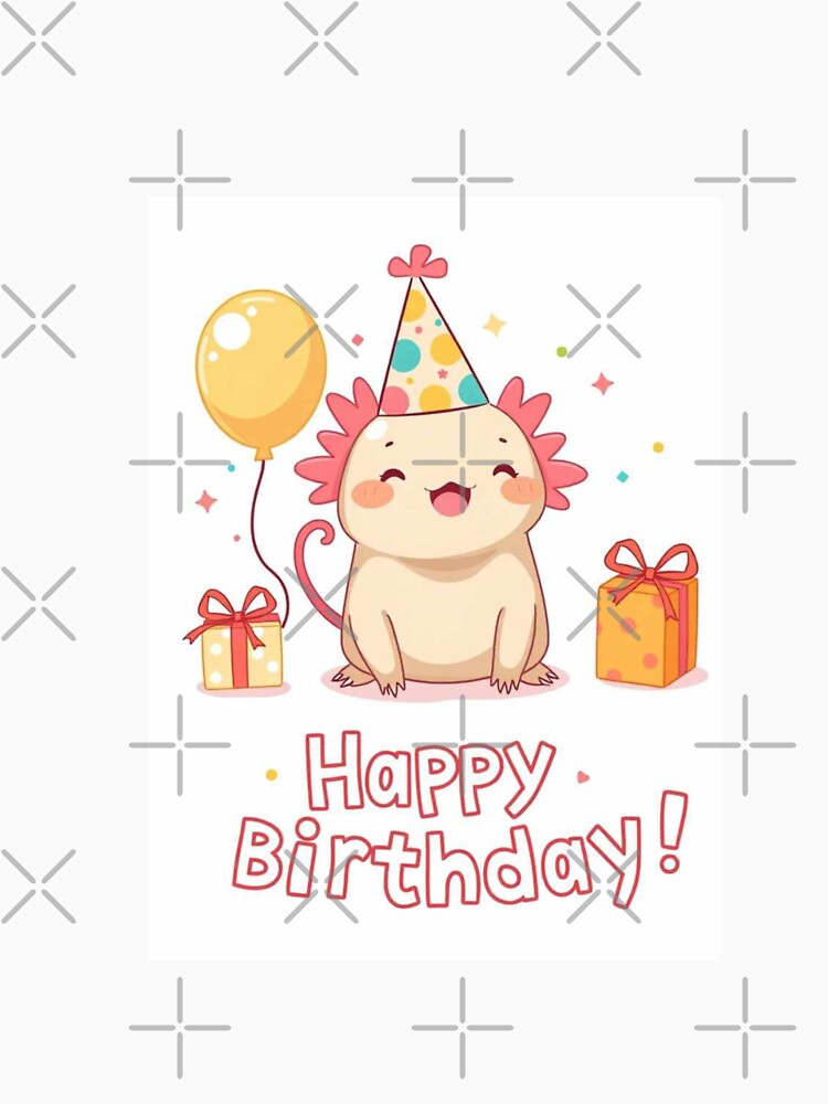 Axolotl Birthday Party Hat Happy Balloons Celebrations Cute by CheeseBlueprint