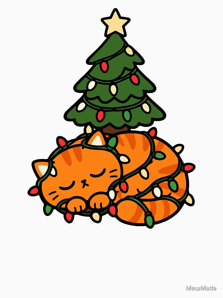 Cozy Christmas Cat Sleeping Under Tree by MewMade