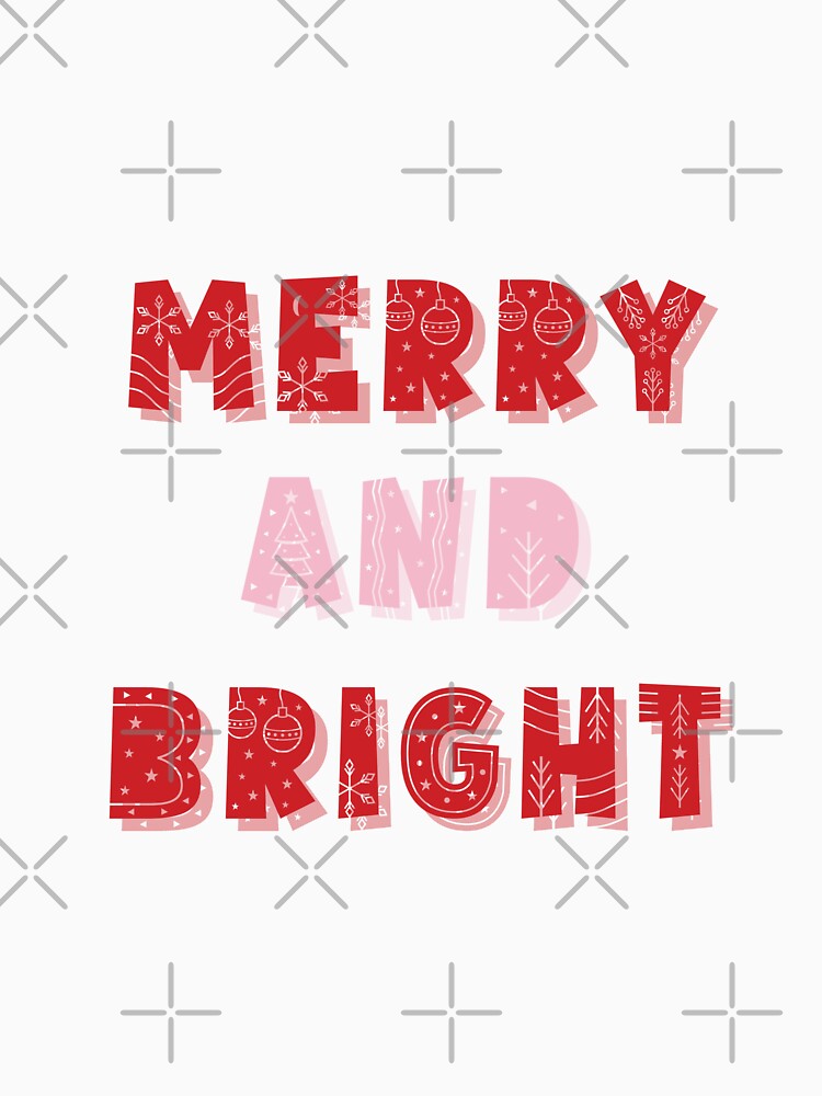Merry and Bright, Merry Christmas, Christmas, Holiday Season, Pink by Magic Love Art Print