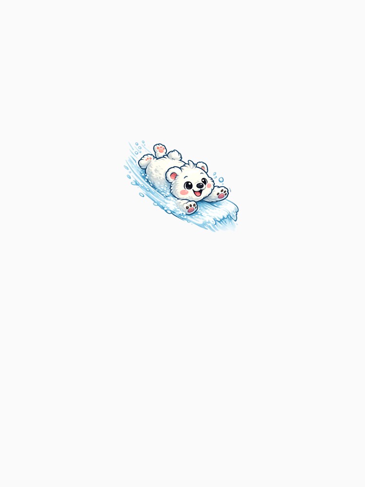 Happy Polar Bear Cub Snow Slide by InkPixell