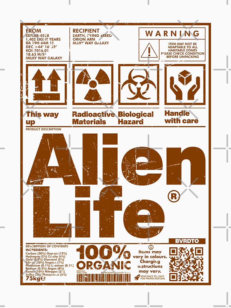 Alien Life Package Label In Rust Brown by allincolors