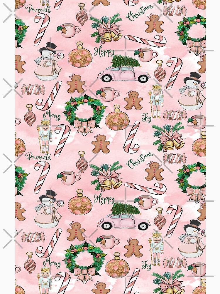 Watercolor Pink Christmas Pattern by ozcushionstoo