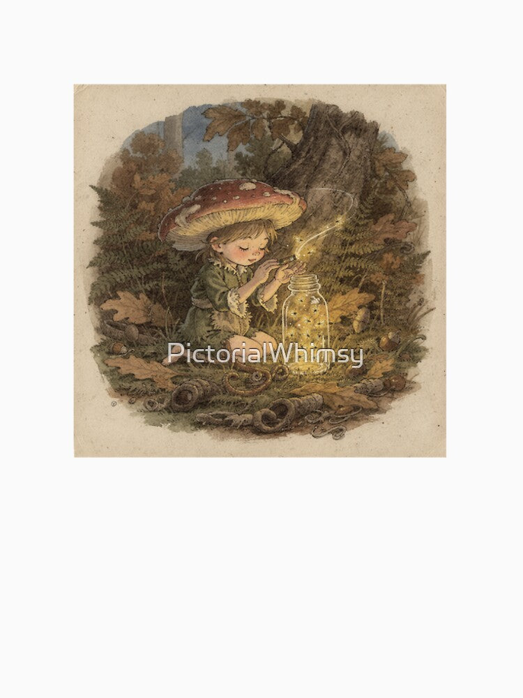 Mushroom Sprite Bottling Fireflies by PictorialWhimsy
