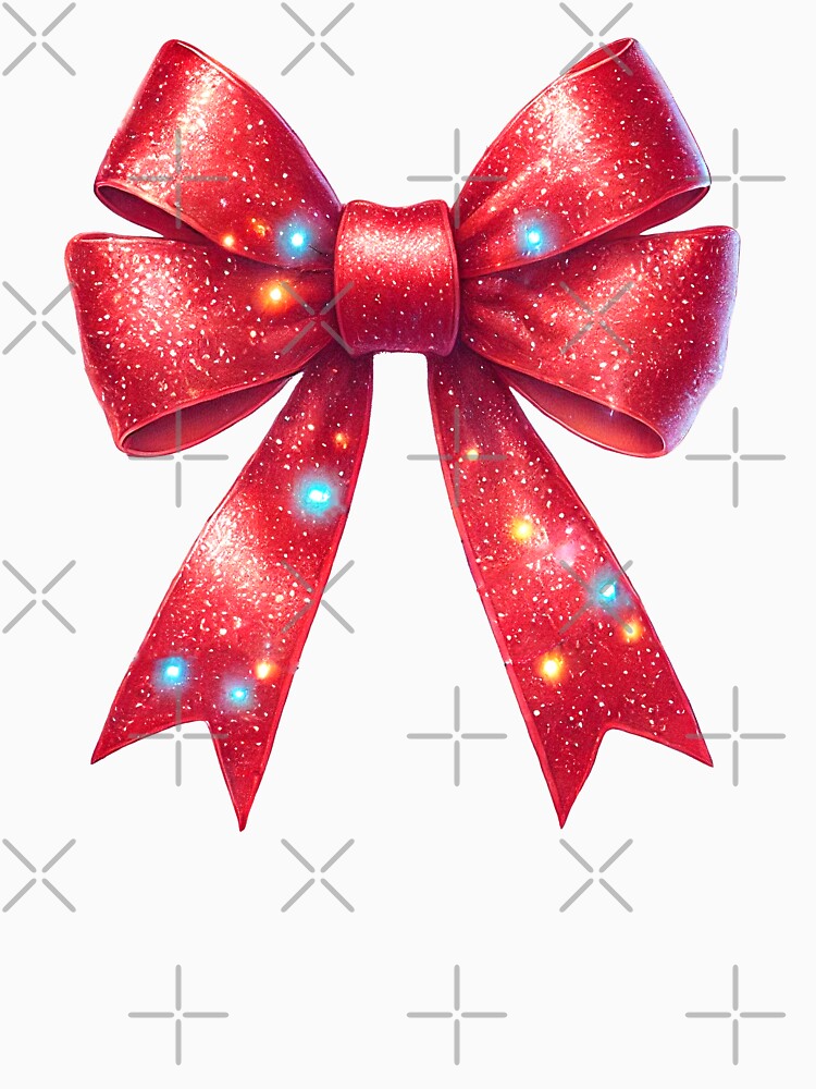 Glittering Red Christmas Bow with Twinkling Lights by CultDigHoriz