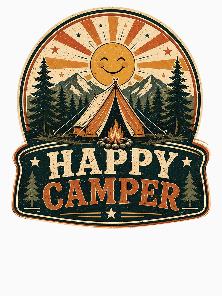 Happy Camper Vintage Camping Mountain Adventure Nature Design by RobertArt08