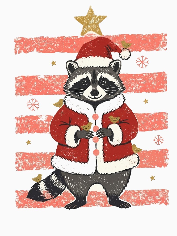 Retro Christmas Raccoon Holiday Coffee Winter Sublimation Stripes by ArtTee-Folie0