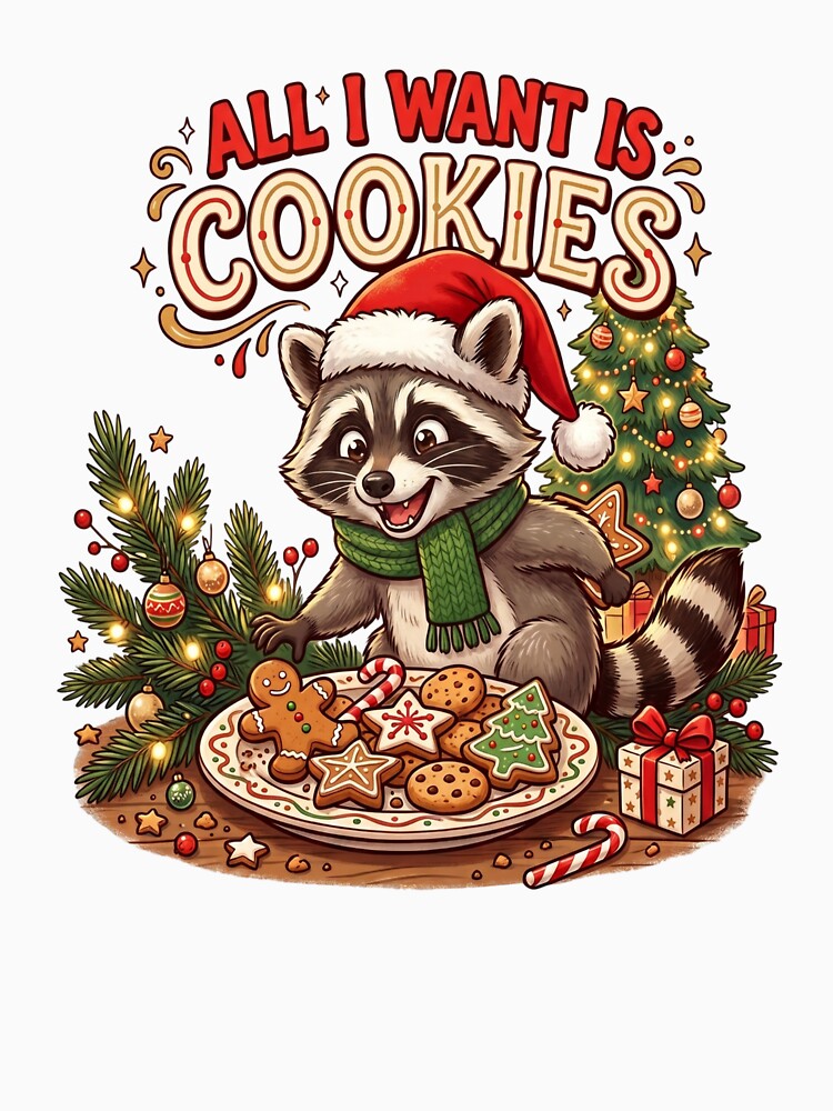 All I Want Is Cookies – Funny Christmas Raccoon by abdlhakim taoufik