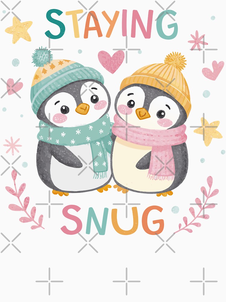 Staying Snug Cute Penguin Couple by CrownedCanvas