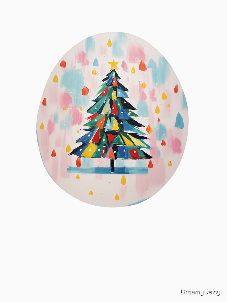 Colorful Christmas Tree in Pink and Blue Abstract Painting by DreamyDaisy