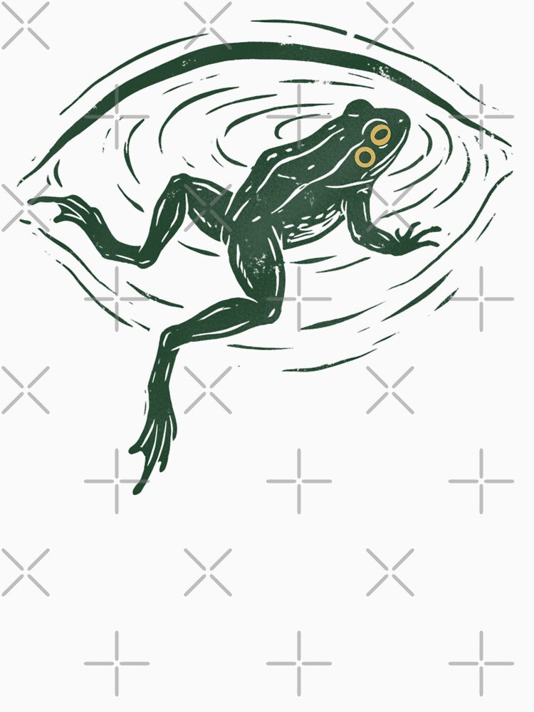 Minimal Frog Swimming Aesthetic Calm Water Ripple Nature by FreshVibe Prints