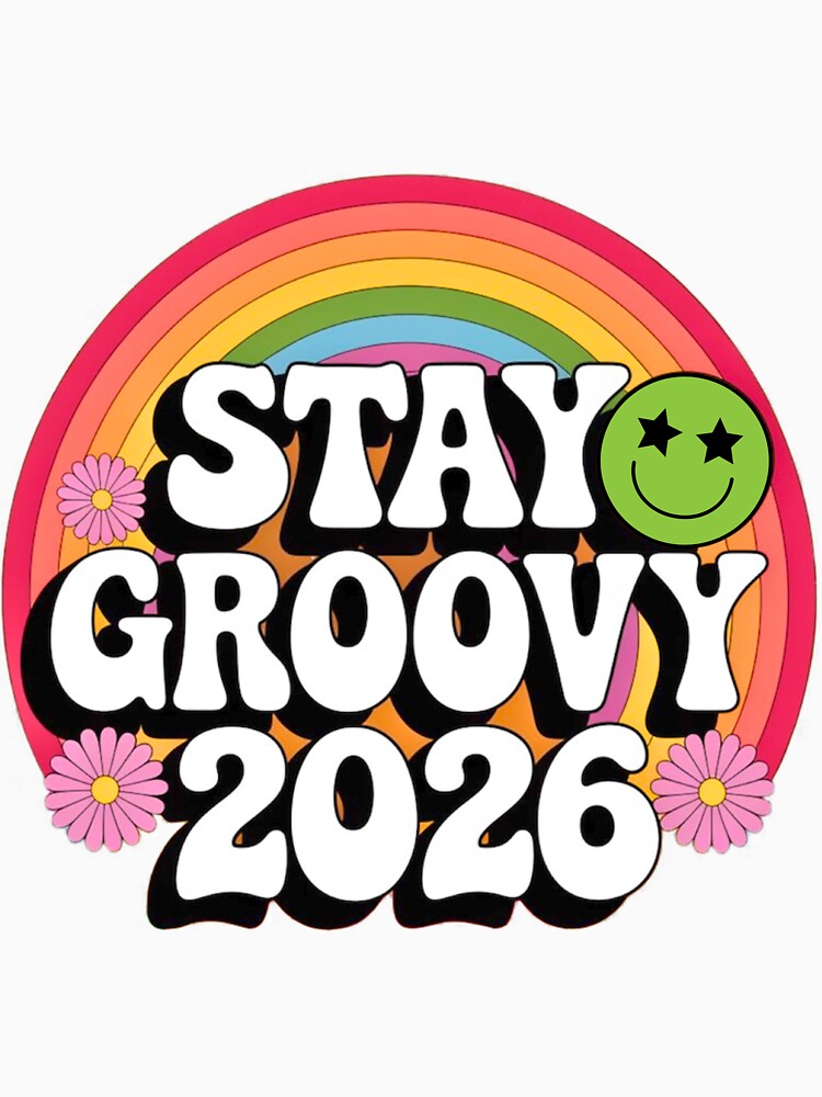Groovy New Year 2026 Retro Rainbow Aesthetic Design by BunBuntheDog-