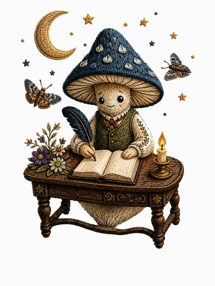 Inkcap Mushroom Poet at Midnight by networkseen