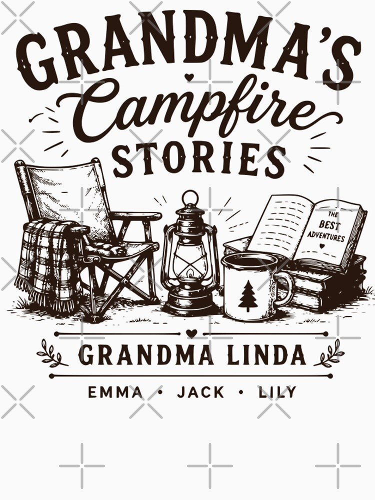 Grandma's Campfire Stories Camping Family Adventure Design by TeeVerse27