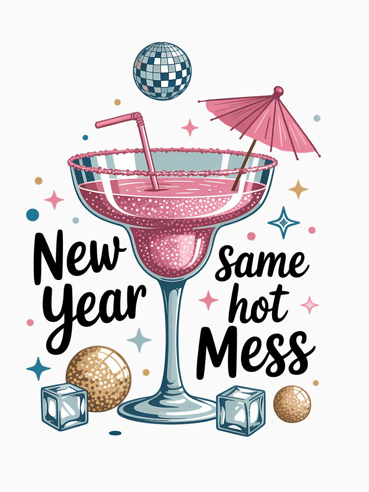 New Year Drinking Martini Alcohol New Year Party New Year Sarcastic Disco Ball by EllenJast