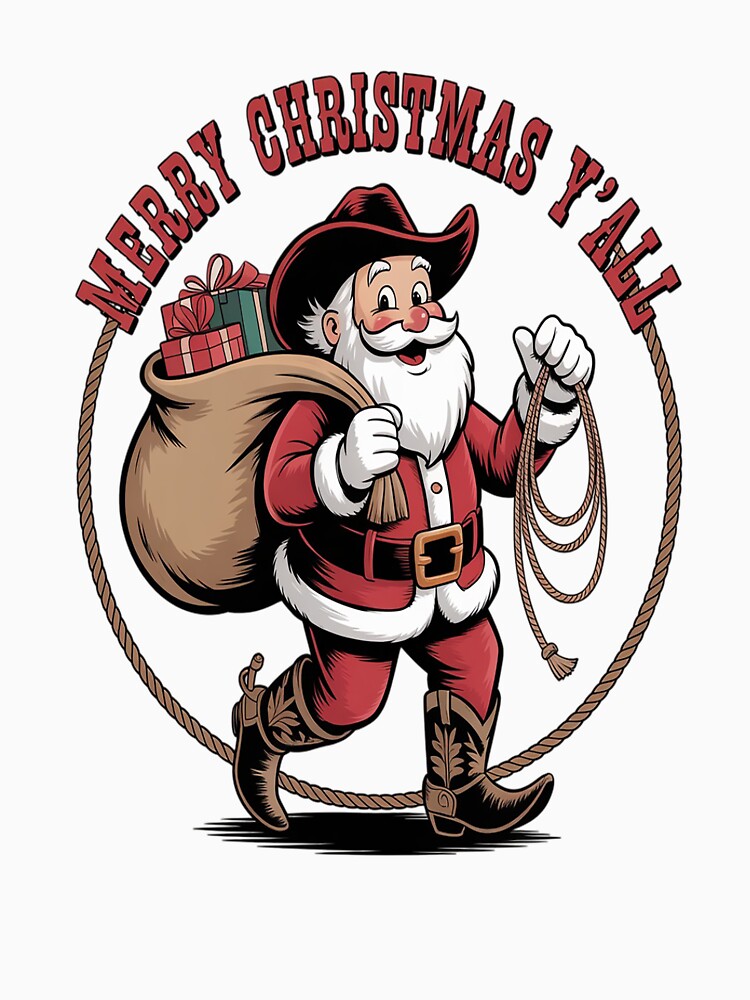 Cowboy Santa Claus Merry Christmas Y'all Western Country by VladoZork