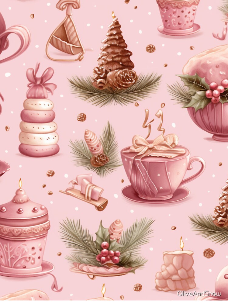 Christmas Pastel,  Pink Christmas Tree Pink Christmas Pink And Green Pink And Black Kawaii Pink by OliveAndSnow