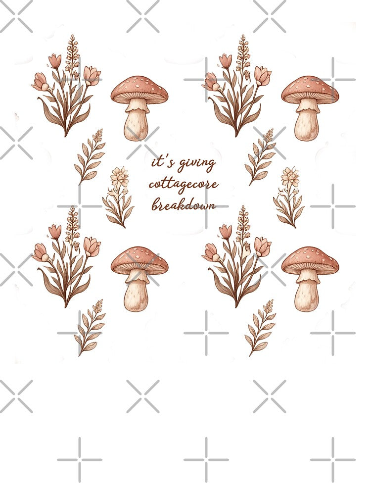 It's Giving Cottagecore Breakdown — Mushroom Floral Funny Quote | Cottagecore Humor Sticker Gift by ArtofDari