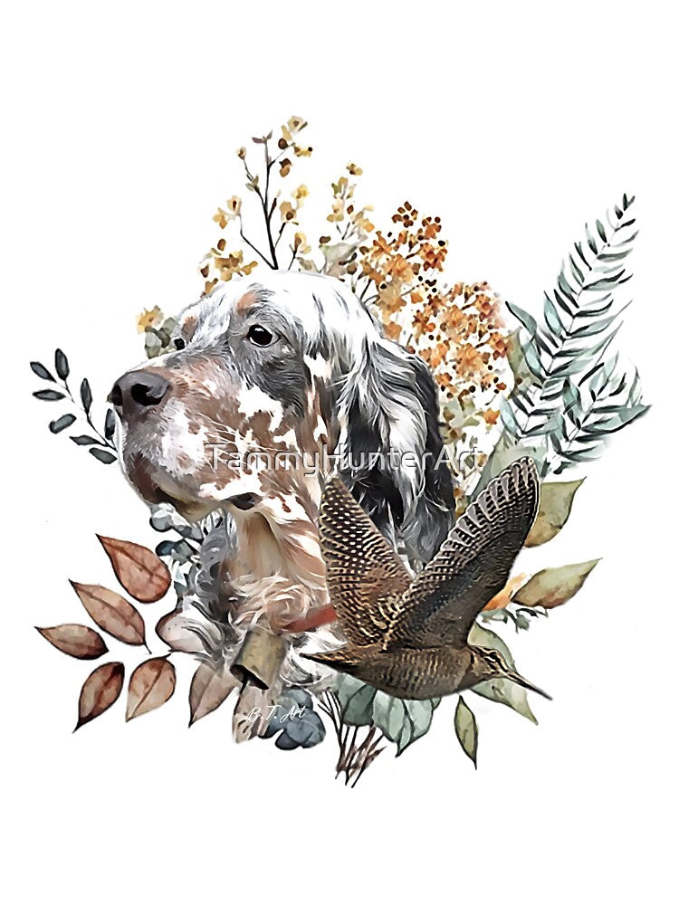 English setter , Woodcock Hunting , Art by TammyHunterArt
