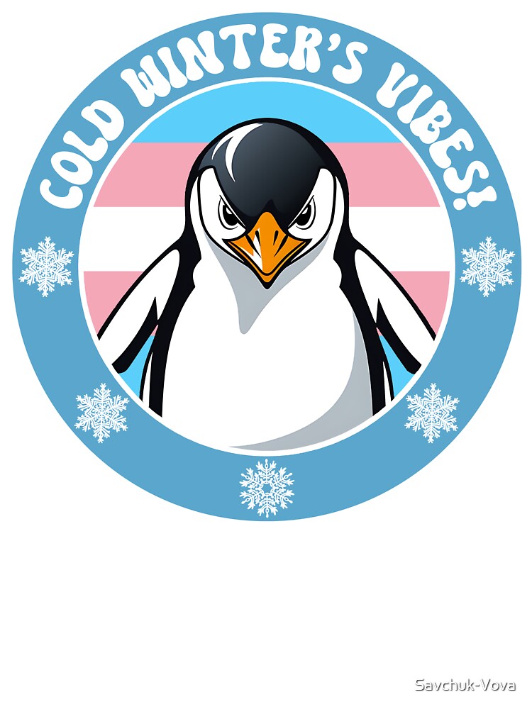Cute Penguin on Transgender Flag Background by Savchuk-Vova