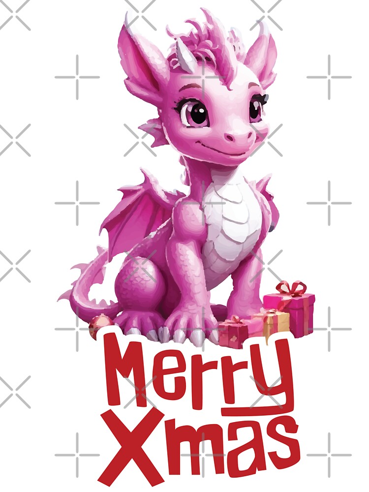 Merry Xmas 3D Pink Christmas Dragon by obscurax art