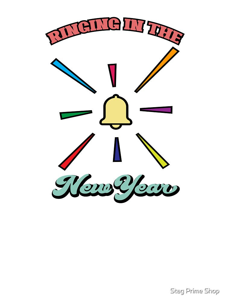 Ringing In The New Year Retro Bell Colorful T-Shirt by Stag Prime Shop