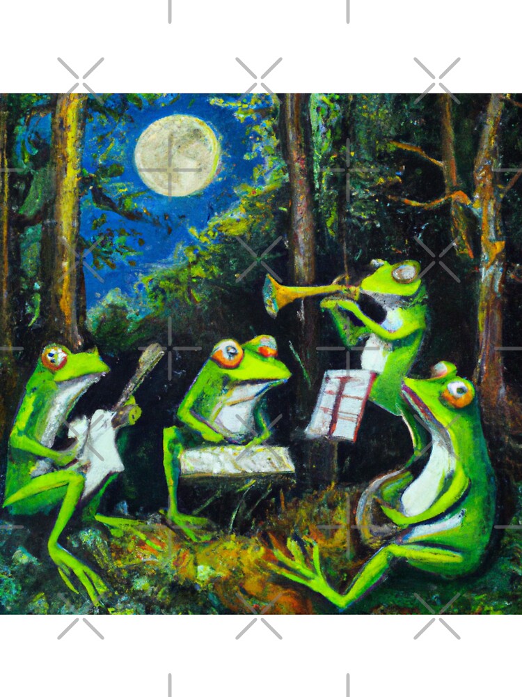 Goblincore Frog Orchestra Oil Painting by soulfulprintss8