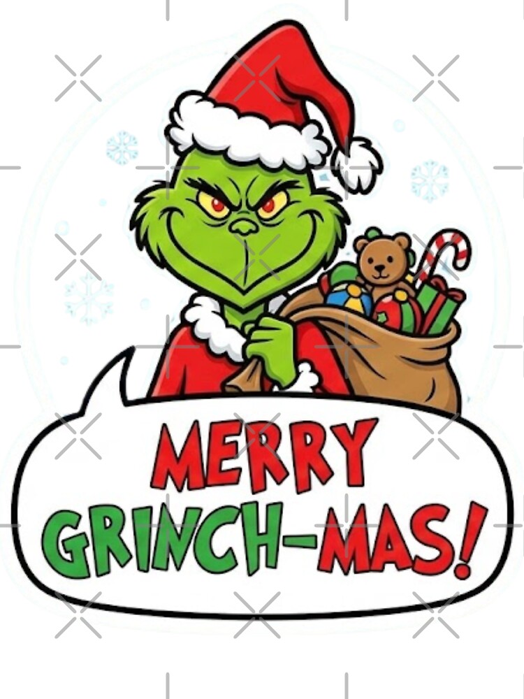 Funny Green Grump Christmas Sticker Art by Innova_Creations