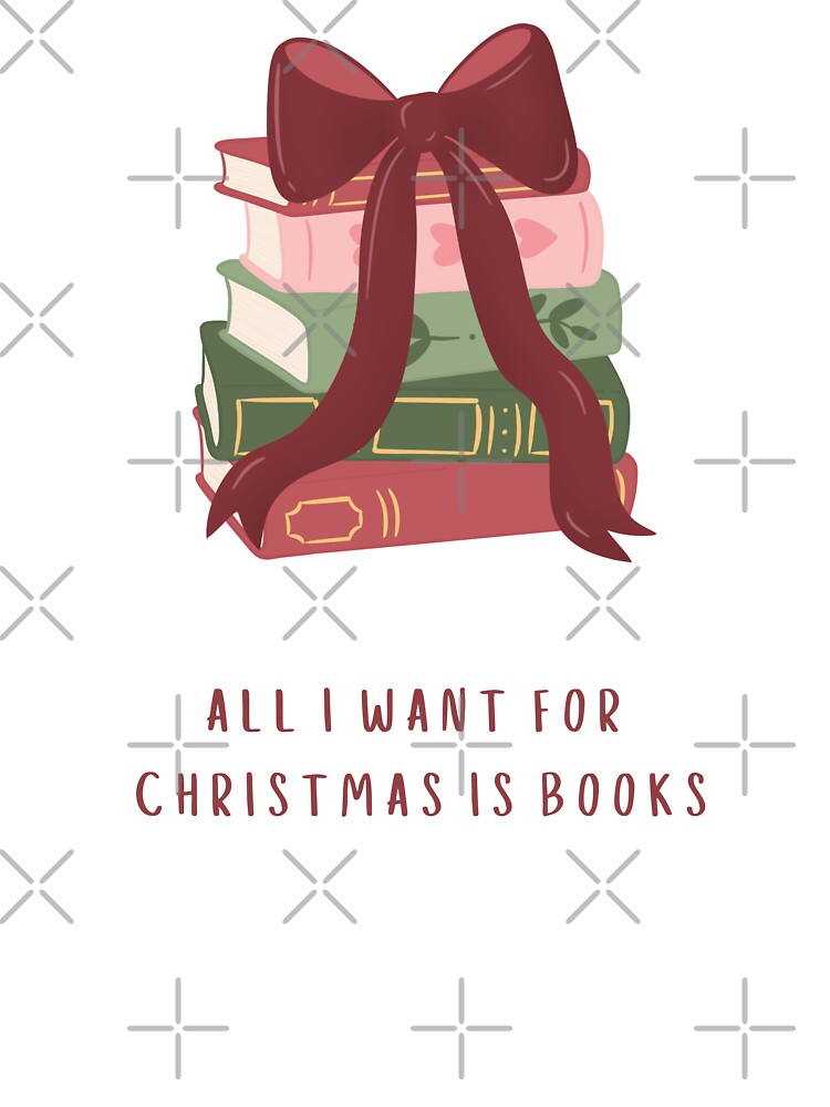 Christmas book stack with red bow with text by By_Lisart