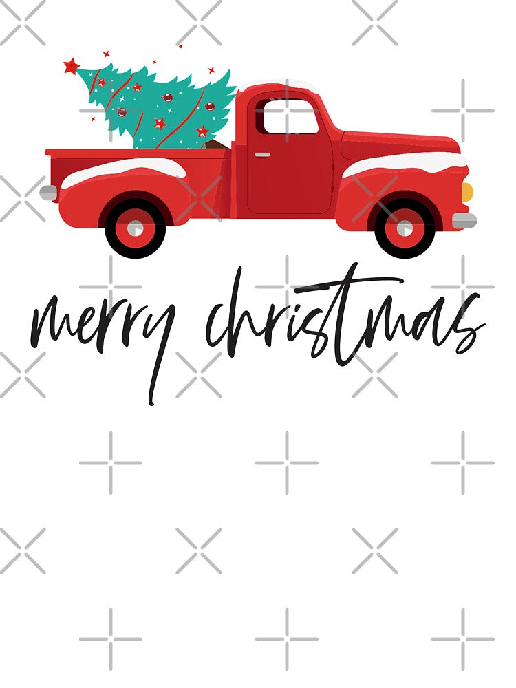 Merry Christmas Cute Red Christmas truck | Christmas tree truck by Violet Treasures