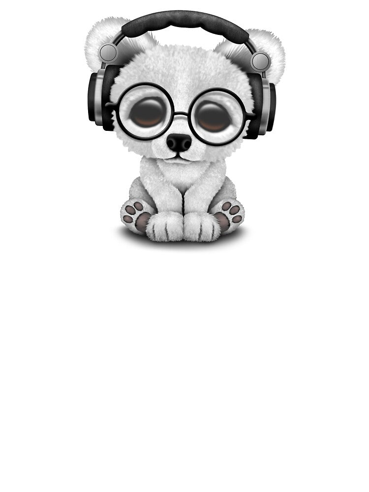 Cute Baby Polar Bear Dj Wearing Headphones by JeffBartels