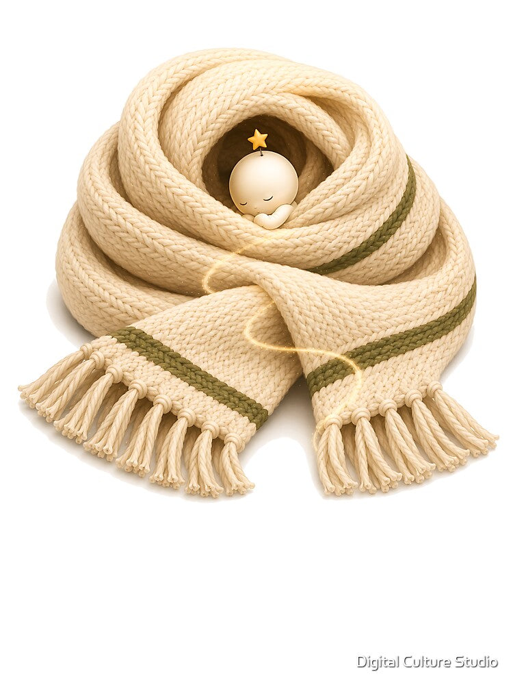 Wrapped in Warmth – Little Star Cosy Scarf Companion by Digital Culture Studio