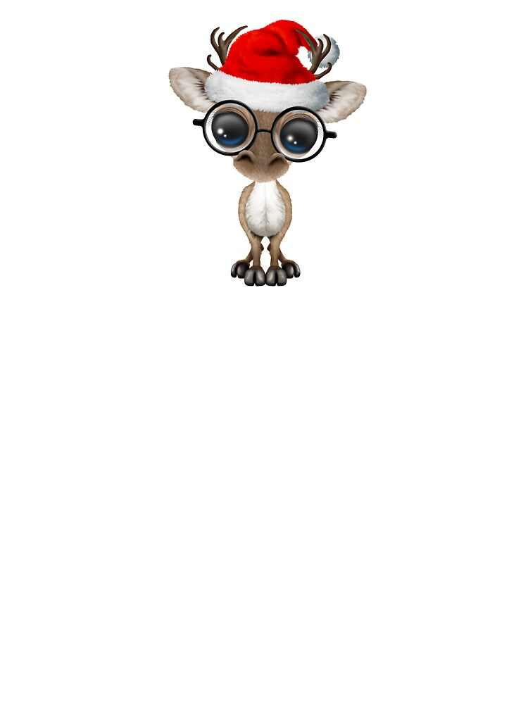 Baby Reindeer Wearing a Santa Hat and Glasses by JeffBartels