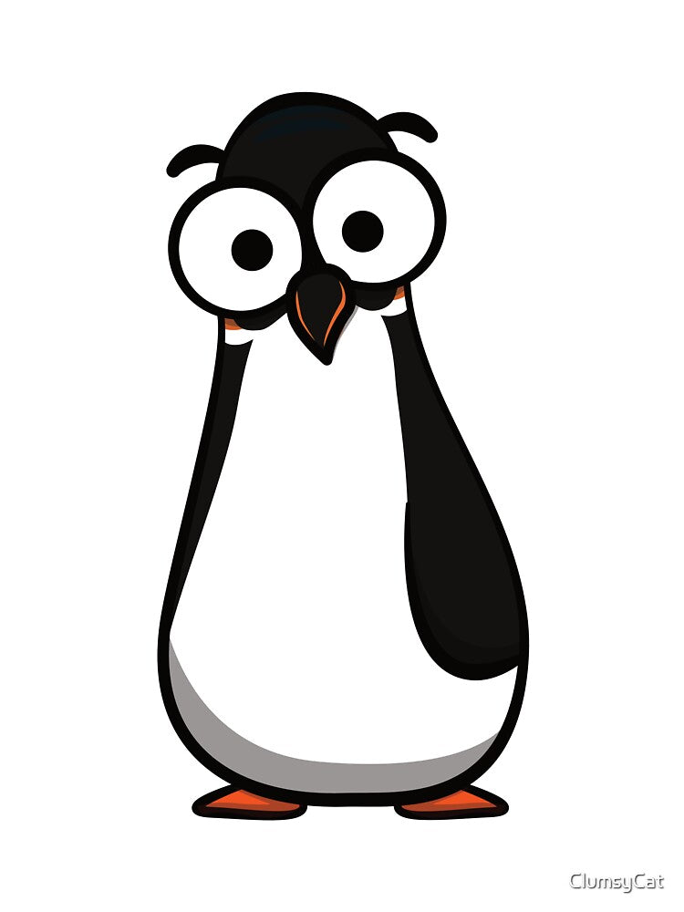 Wide eyed Penguin cartoon by ClumsyCat