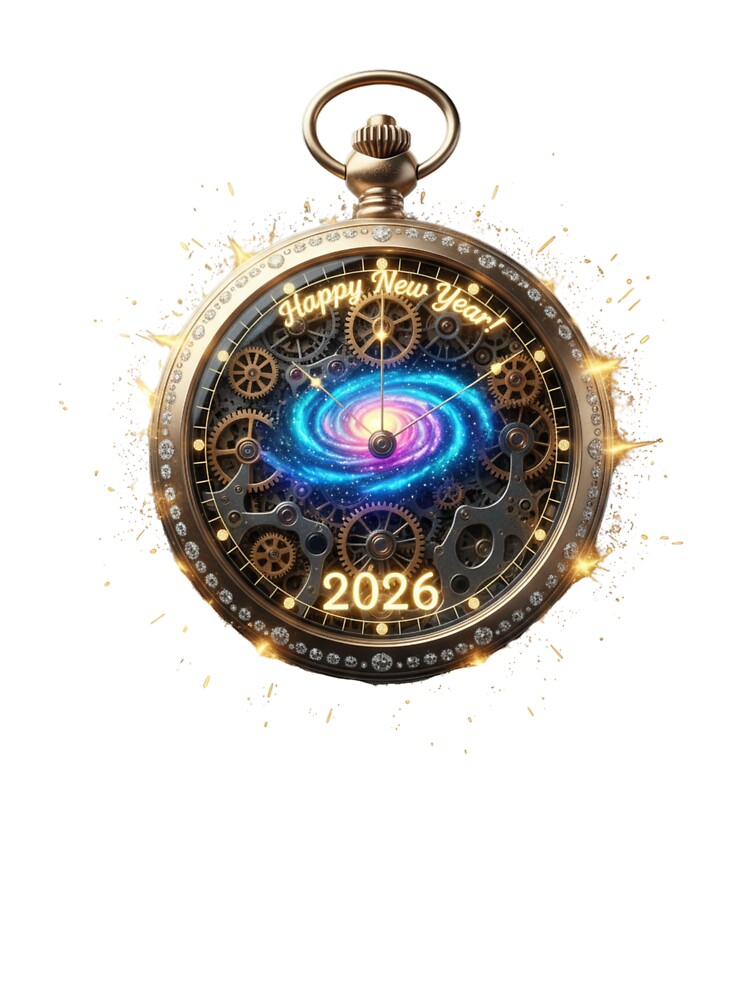 Cosmic Countdown 2026: Steampunk Galaxy Pocket Watch - Happy New Year! by MonaRose_Art