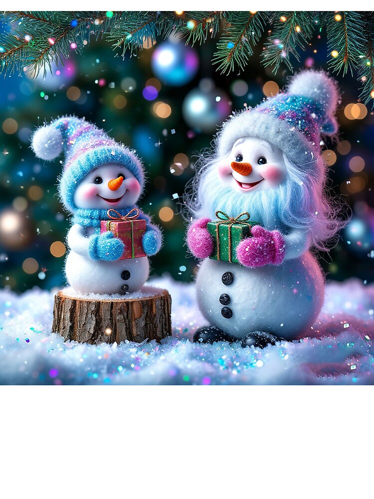 Cute Snowman Family Christmas Scene – Winter Holiday Magic by AmetistLight