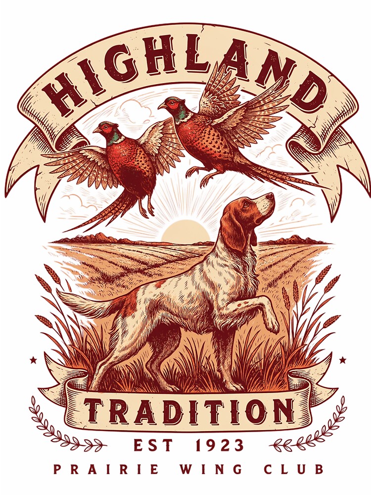Upland Bird Hunting Shirt – Vintage Pheasant & Hunting Dog Design by Mahilis