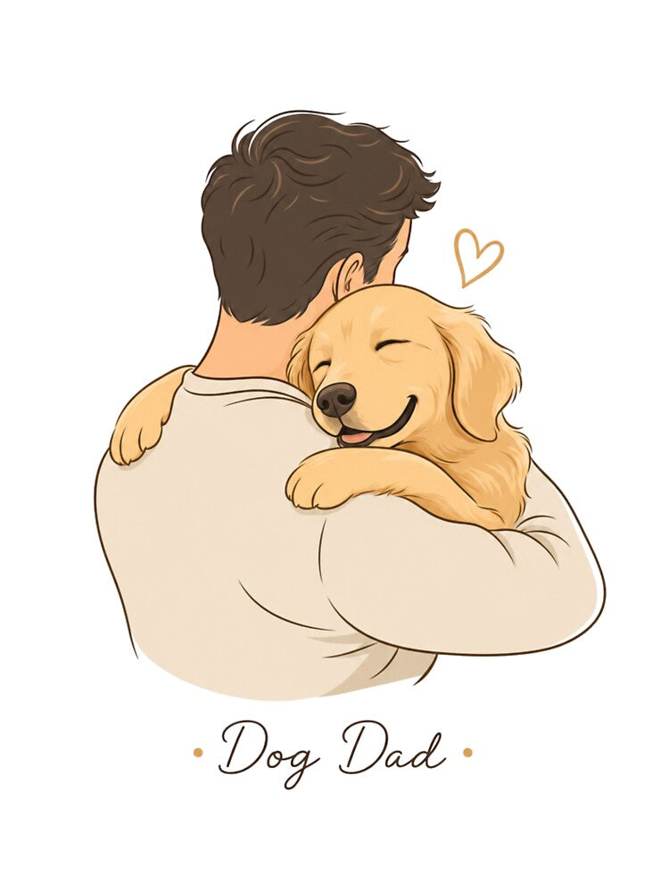 Minimalist Golden Retriever Dog Dad Hug T-Shirt by Ashley critters