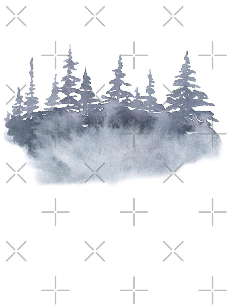 Watercolor Winter Forest Simple Scene by MixinMadness