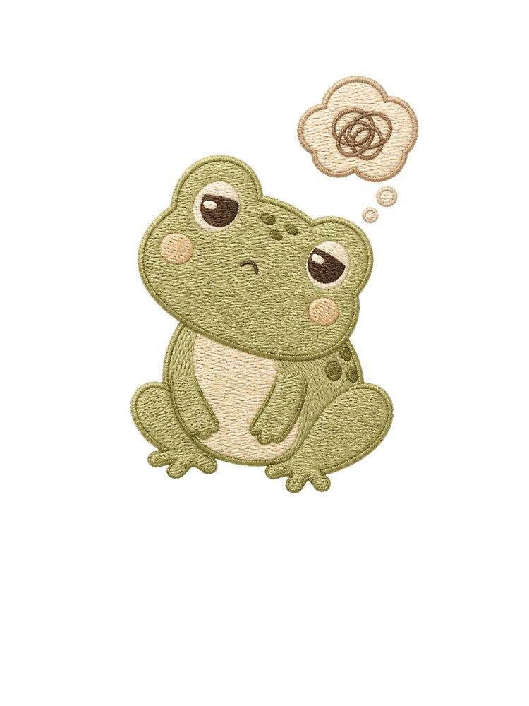 Confused Frog Embroidery Patch Cute Cozy Kawaii Aesthetic by AMICO77