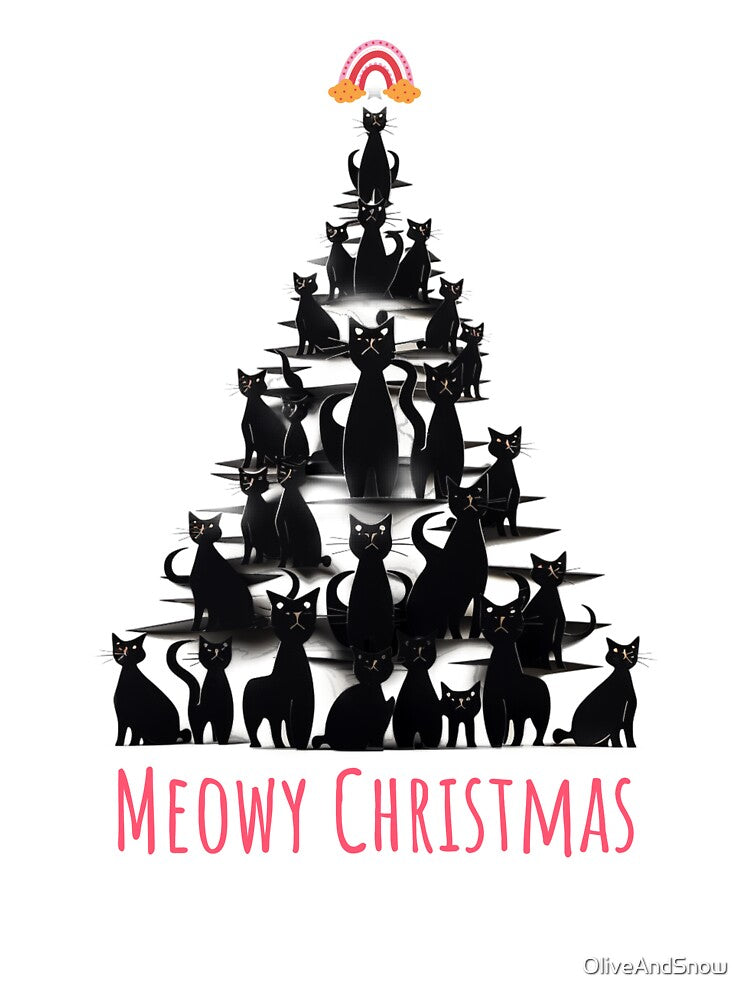 Black Cat Christmas Tree Christmas Cat Meowy Christmas Xmas Cat by OliveAndSnow