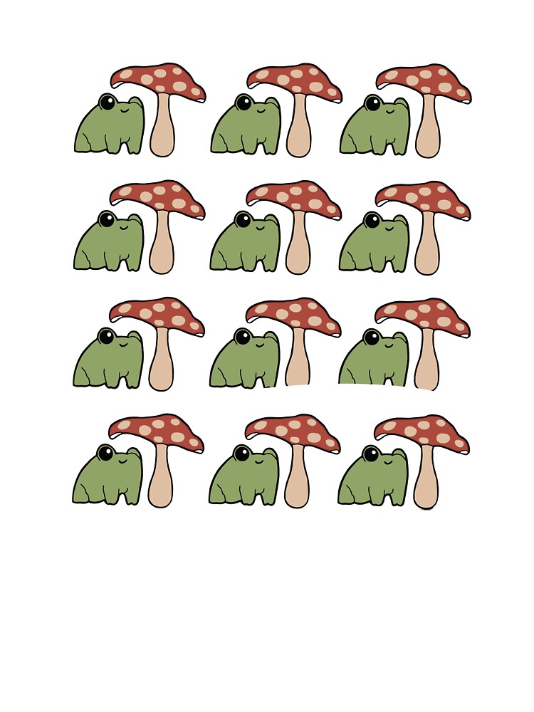Frog and Mushroom Pattern- Transparent Background by PricklyPoppy