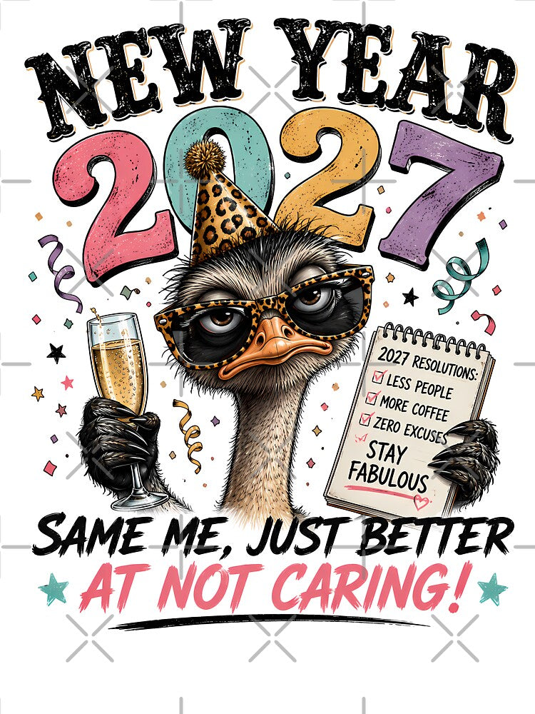 New Year Funny Coffee Ostrich by madebymayberry